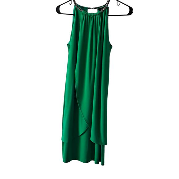 Jessica Simpson Green Tulip Hem Embellished Halter Neckline Size 10 - Picture 10 of 11